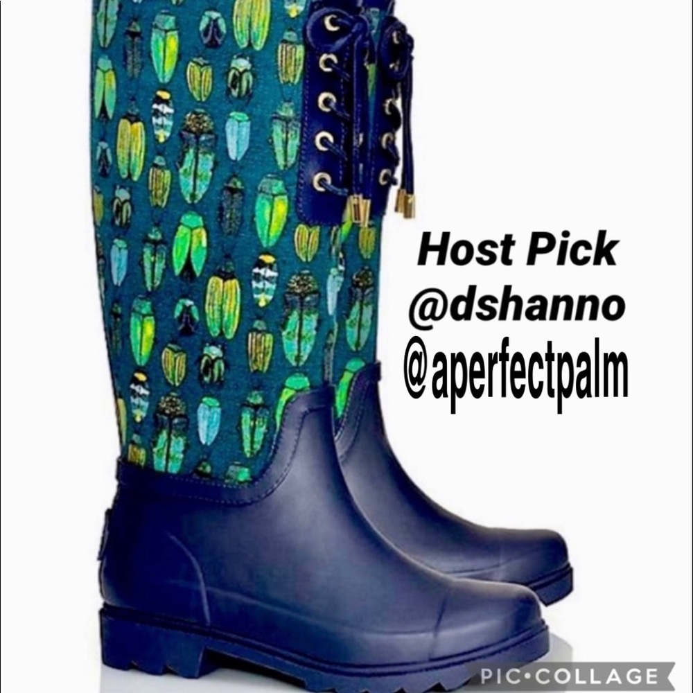 Tory Burch Lana Beetle Rain Boots worn once - Picture 2 of 4